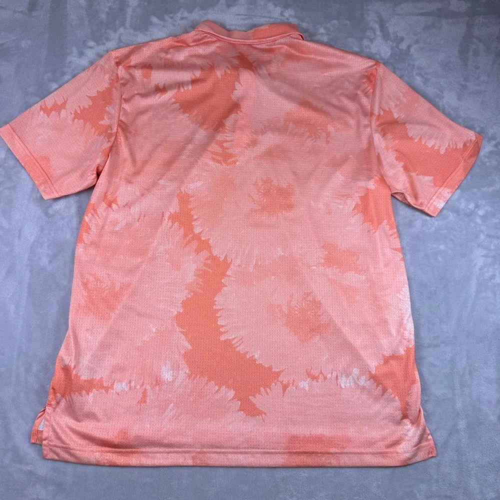 Adidas Golf Orange Floral Tie Dye Mesh Performance Polo Shirt Men XL ShortSleeve